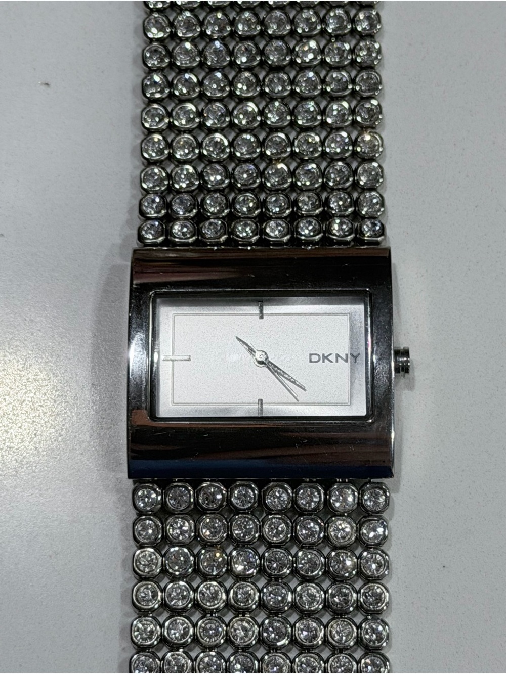 DKNY Silver Crystal-Studded Bracelet Watch